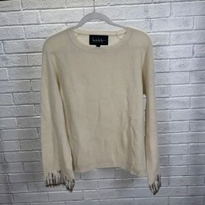 Nicole Miller‎ Collection Cashmere Metallic Cuff Sweater Womens S Quiet Luxury